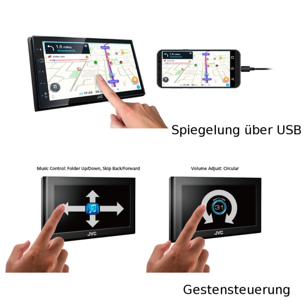 JVC KW-M565DBT 2-DIN Autoradio mit apple carplay android auto Touchmonitor DAB+